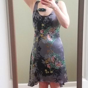 Silk dress with attached waist tie